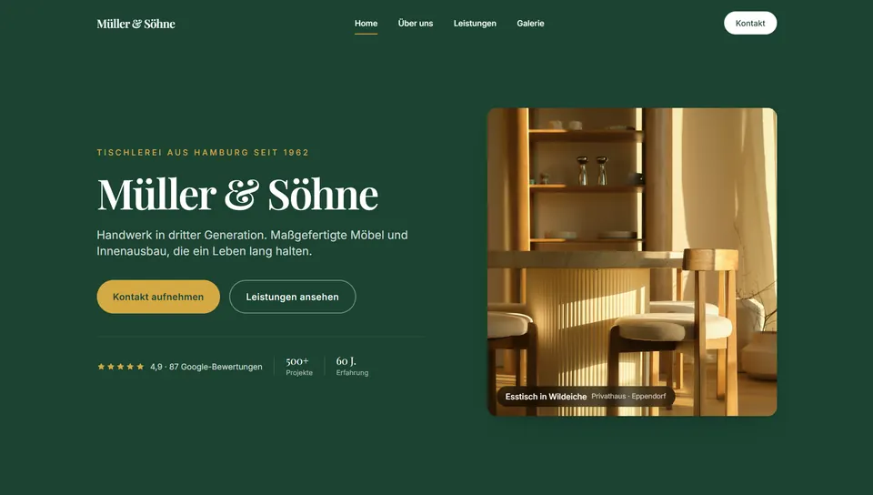 Müller & Söhne — moderne Website